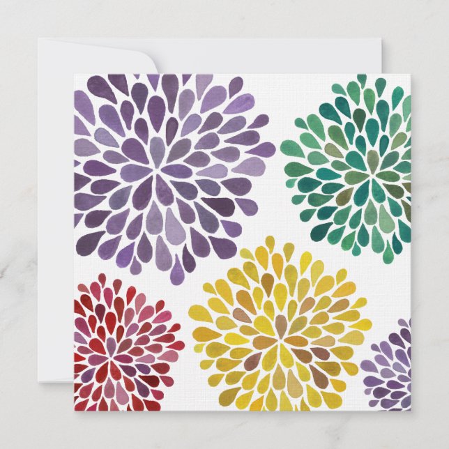 Wedding Rainbow Blossoms Custom Made Invitation (Front)