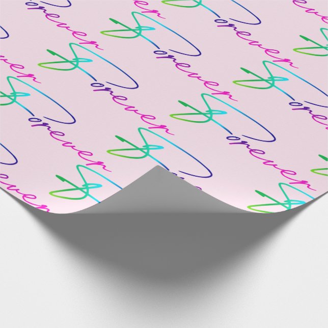 Wedding Rainbow Forever  Script  Wrapping Paper (Corner)