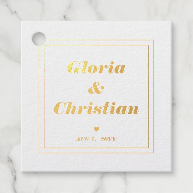 Wedding Real Gold Foil Favour Tags (Front)