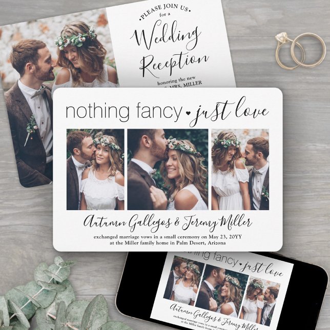 Wedding Reception 4 Photo Nothing Fancy Just Love Invitation (Creator Uploaded)