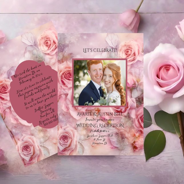 Wedding Reception After Party Celebration Pink  Card (Creator Uploaded)
