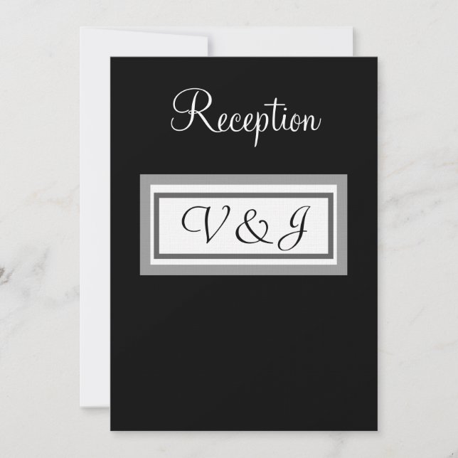 Wedding Reception Black White Monogram Invitation (Front)