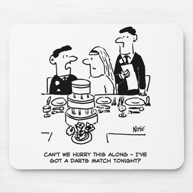 Wedding Reception Bridegroom has a Darts Match Mouse Pad (Front)