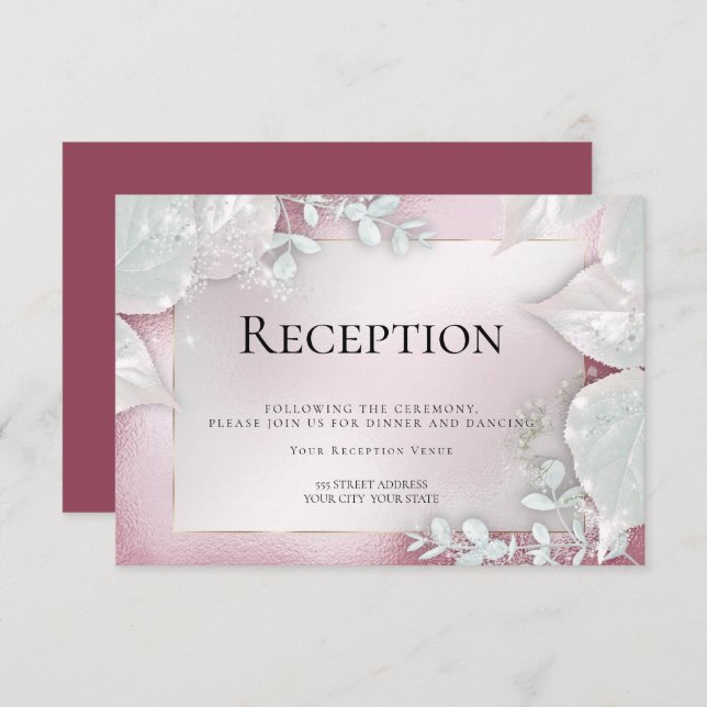 WEDDING RECEPTION | Burgundy Shimmer Invitation (Front/Back)