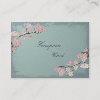Wedding Reception Card Elegant Teal Cherry Blossom