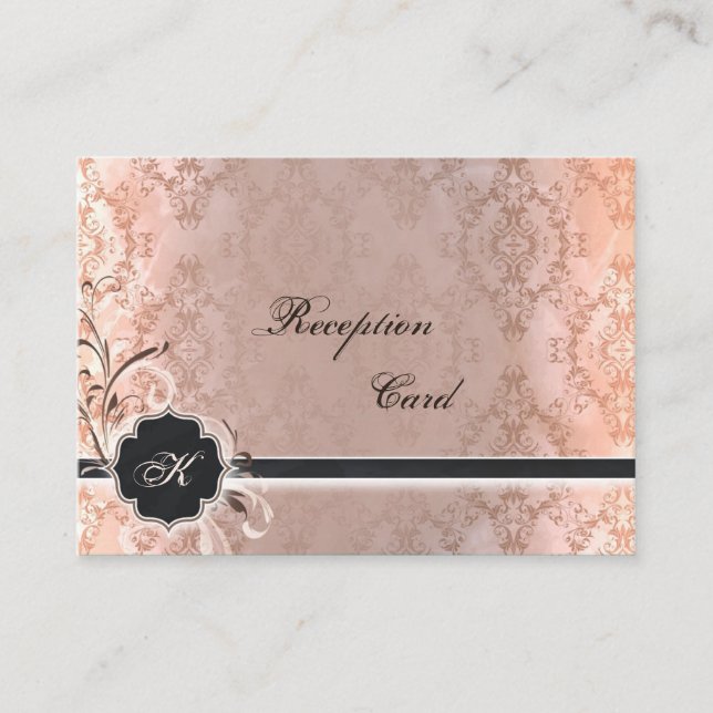 Wedding Reception Card Elegant Vintage Damask (Front)