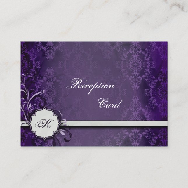 Wedding Reception Card Elegant Vintage Damask (Front)