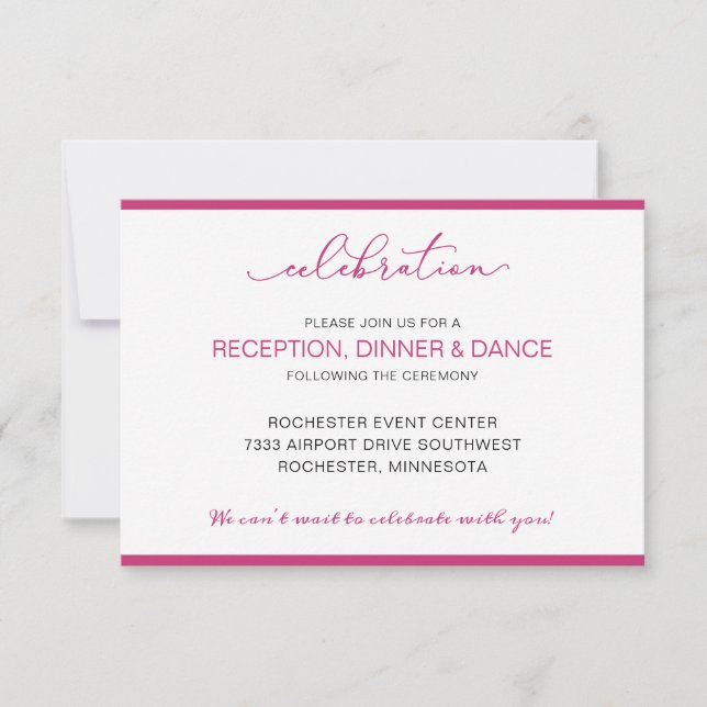Wedding Reception Card with Short Order of Events (Front)