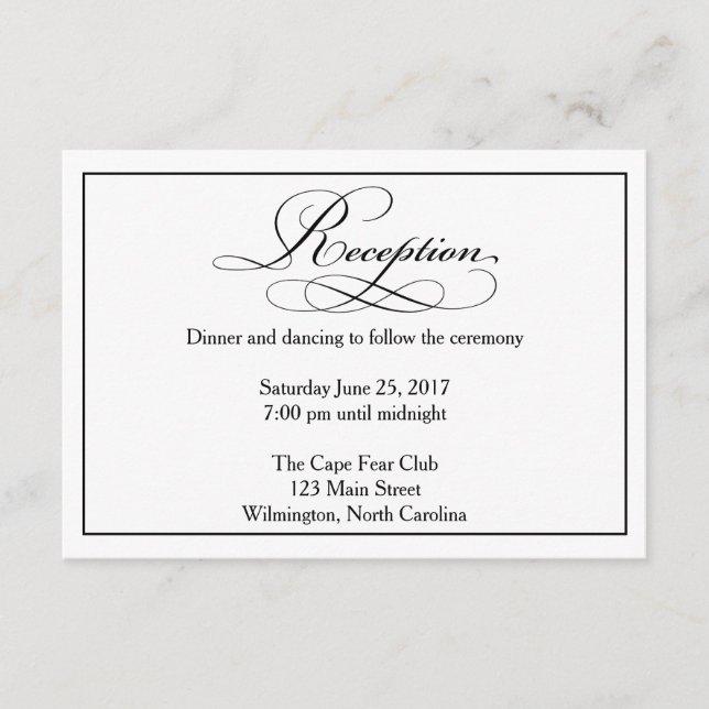 Wedding Reception Details Card (Front)