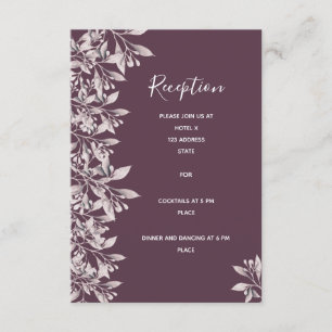 Wedding reception details cassis purple botanical enclosure card