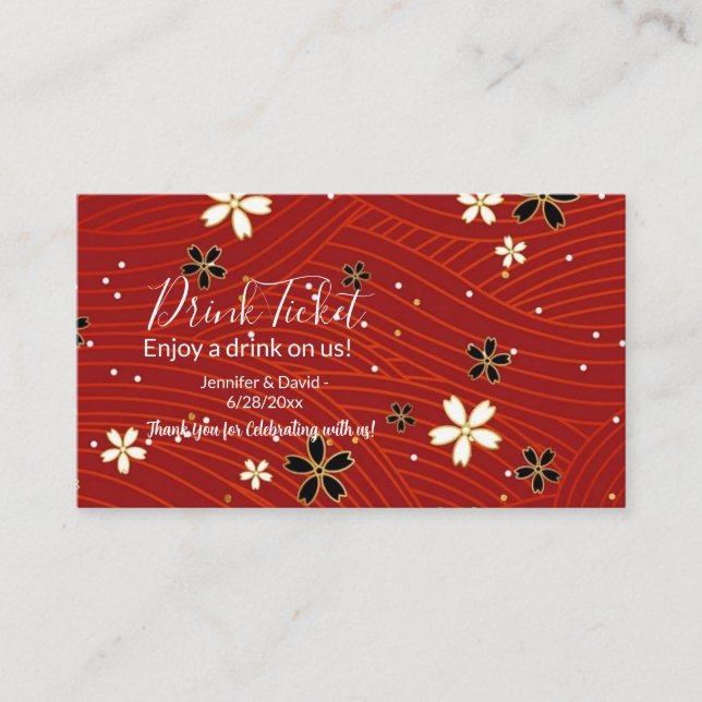 Wedding Reception Drink Ticket Enclosure Card (Front)