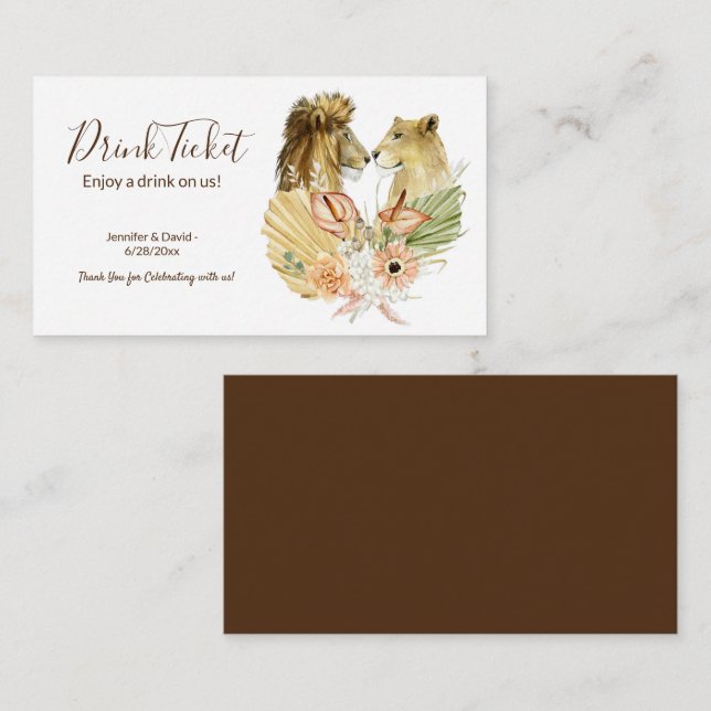 Wedding Reception Drink Ticket Enclosure Card (Front/Back)