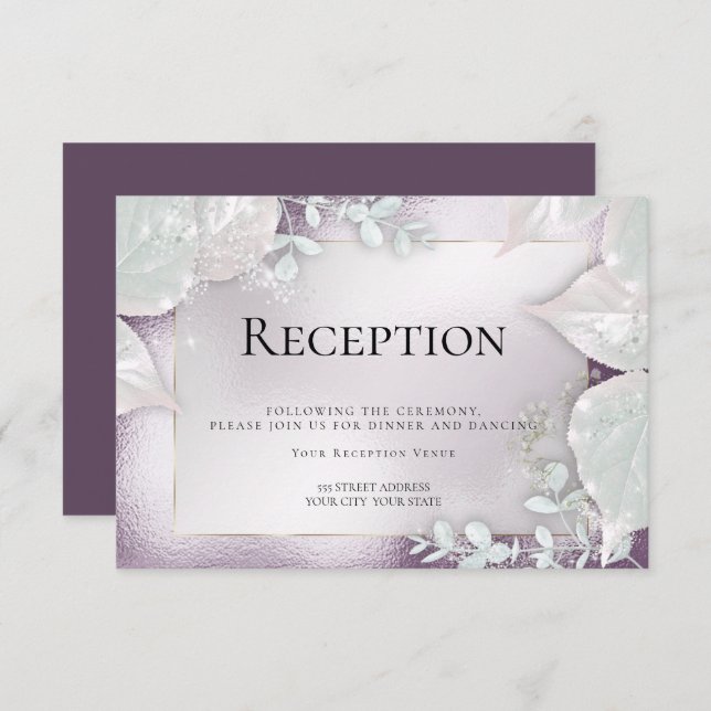 WEDDING RECEPTION | Eggplant Shimmer Invitation (Front/Back)