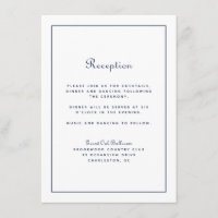 Wedding Reception Elegant Script Classic Navy Blue