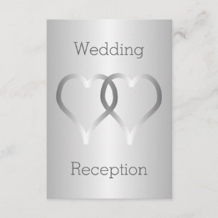 Wedding Reception Enclosure Card Silver Hearts