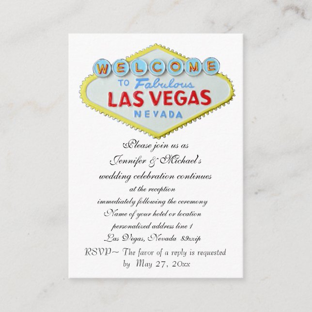 Wedding Reception Enclosure Vegas Theme Card (Front)