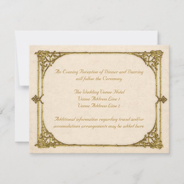 Wedding Reception Enclosure Vintage / Antique Invitation (Front)