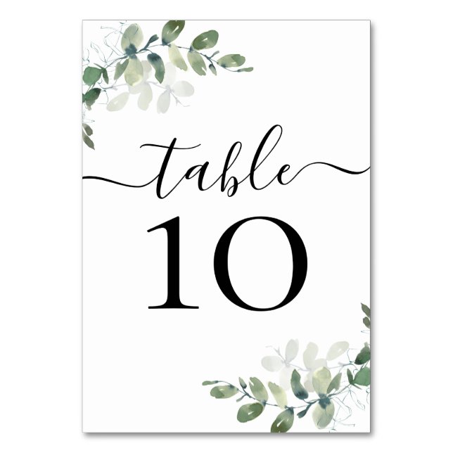 Wedding Reception Eucalyptus Table Number (Front)