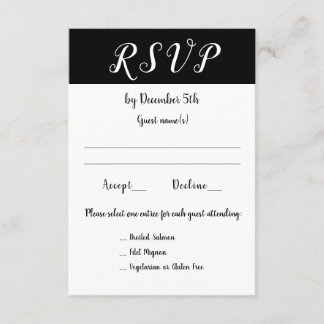 Wedding Reception Event or Party 3 Choices RSVP Card