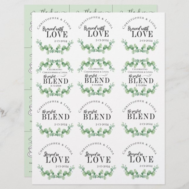 Wedding Reception Favours | Tea Bag (Front/Back)