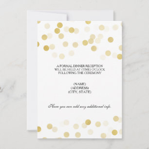 Wedding Reception Gold Foil Glitter Lights Invitation