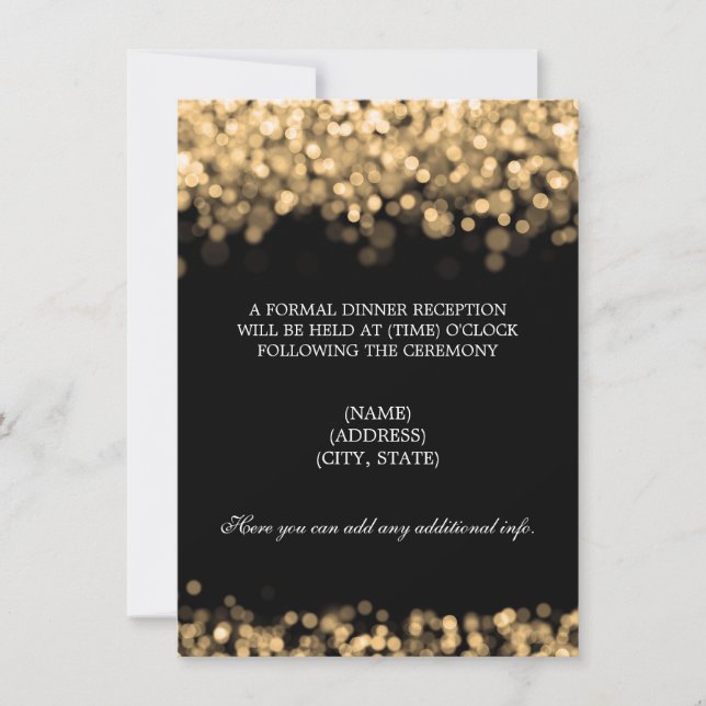 Wedding Reception Gold Lights Invitation (Front)