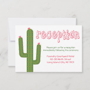 Wedding Reception Green Cactus Pink Flower Cacti Invitation