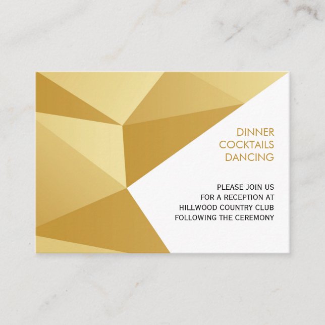 Wedding Reception Invitation Enclosure Card, Gold (Front)