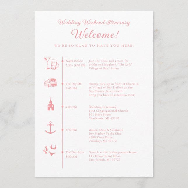 Wedding Reception Itinerary Timeline Programme (Front)