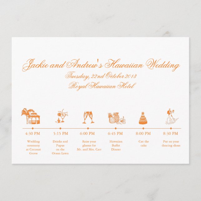 Wedding Reception Itinerary Timeline Programme (Front)