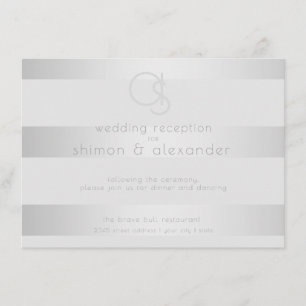 Wedding Reception   Luminous Silver Stripes Enclosure Card