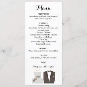 Wedding Reception Menu Bride & Groom