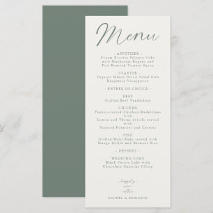 Wedding Reception Menu Elegant Script Sage Green