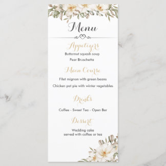 Wedding Reception Menu with Magnolia Blossoms