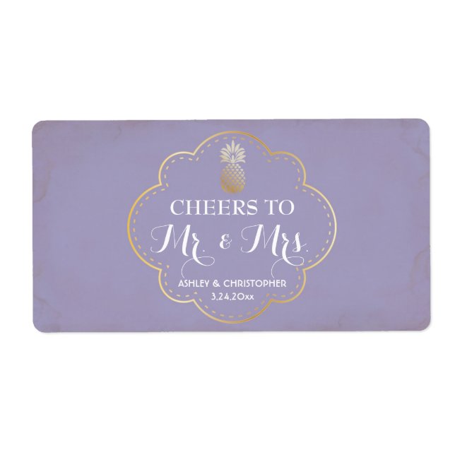 Wedding Reception Mini Champagne Label Pineapple (Front)