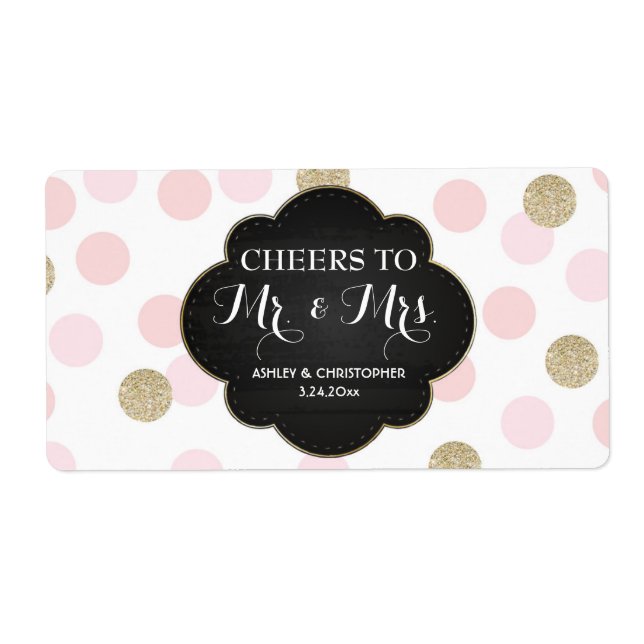 Wedding Reception Mini Champagne Label Polka Dots (Front)
