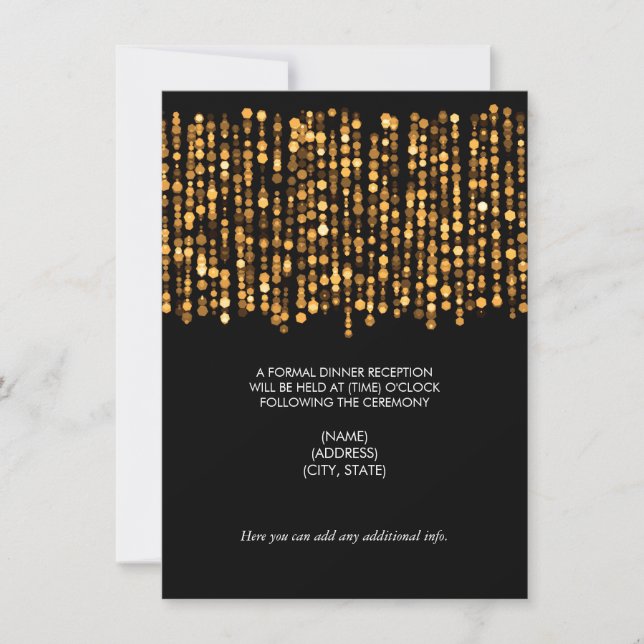 Wedding Reception Modern Gold Lights Invitation (Front)