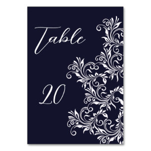 Wedding Reception Navy and White Elegant Table Number