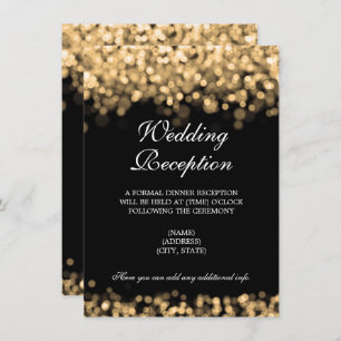 Wedding Reception Only Gold Lights Invitation