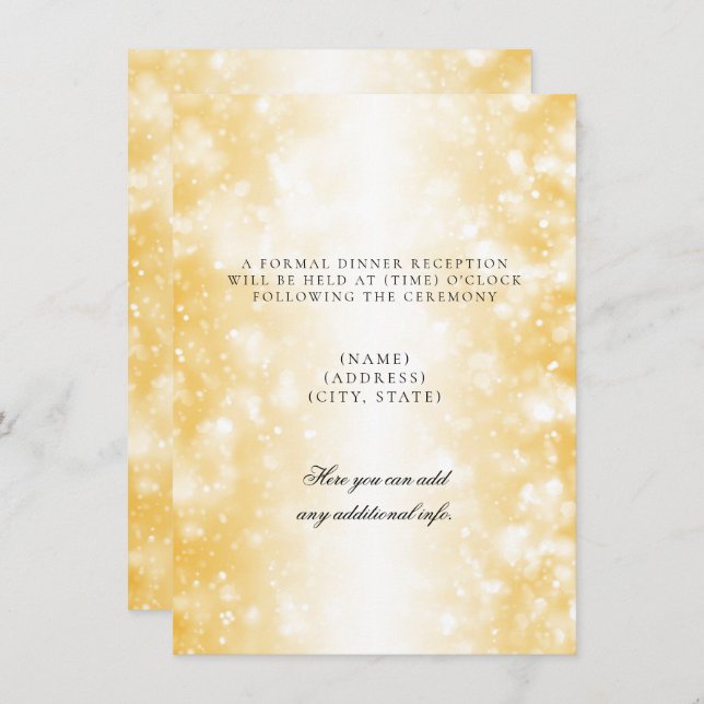 Wedding Reception Only Gold Shimmer Lights Invitation (Front/Back)