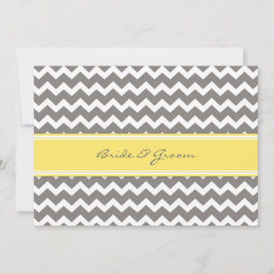 Wedding Reception Only Grey Yellow Chevron Invitation