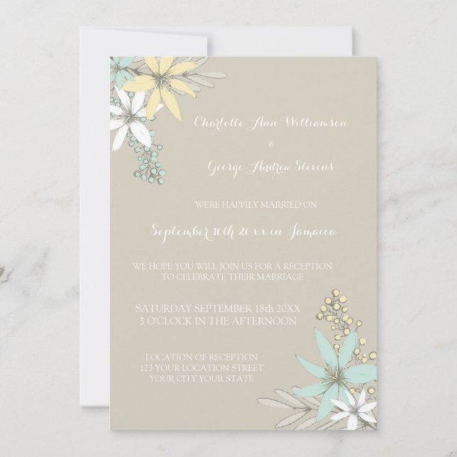 Wedding Reception Only Rustic Spring Flowers Invitation (Back)