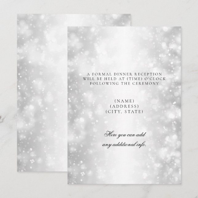 Wedding Reception Only Silver Shimmer Lights Invitation (Front/Back)