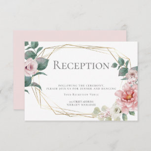 Wedding Reception Pale Pink Peony Flowers Invitation