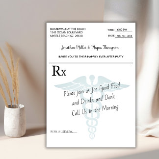 Wedding Reception Party Medical Prescription Pad Invitation