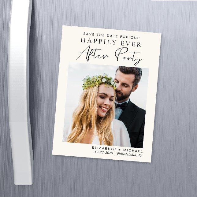 Wedding Reception Photo Cream Save The Date Magnetic Invitation (Creator Uploaded)