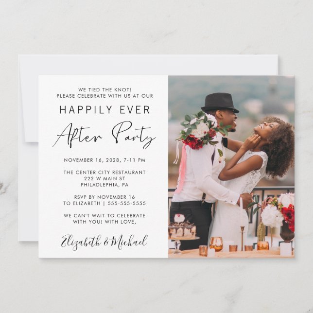 Wedding Reception Photo Happily Ever After Party Invitation (Front)
