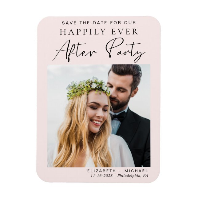 Wedding Reception Photo Pink Save The Date Magnet (Vertical)