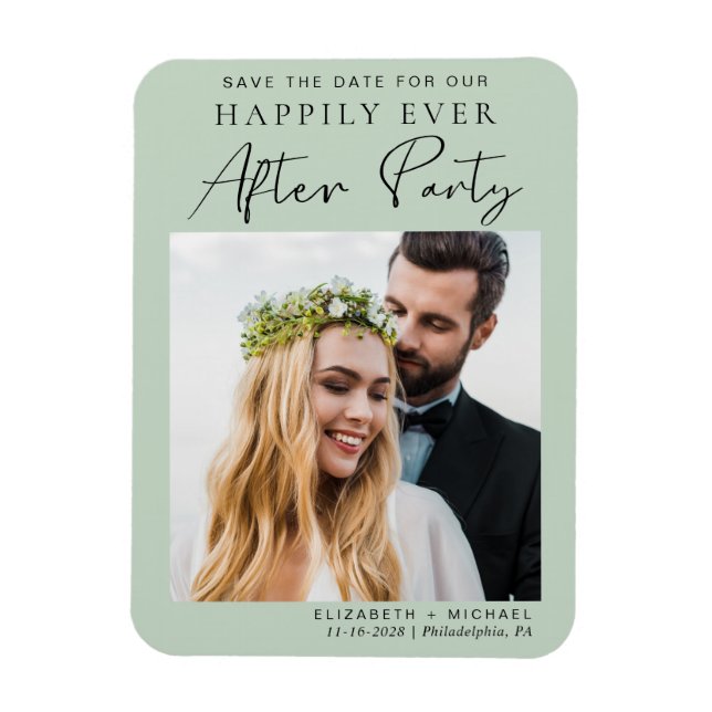 Wedding Reception Photo Sage Save The Date Magnet (Vertical)