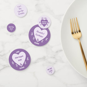 Wedding Reception Purple and Lilac hearts table Confetti
